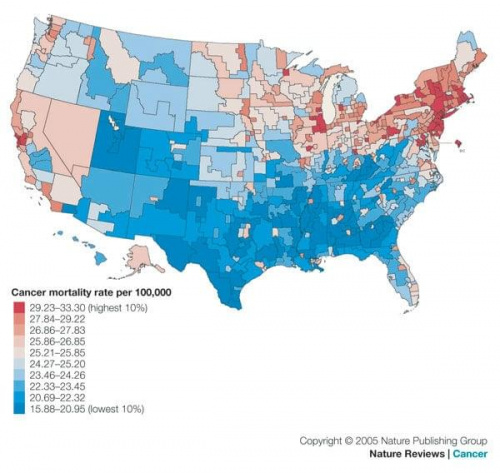Śmiertelność na raka piersi w USA