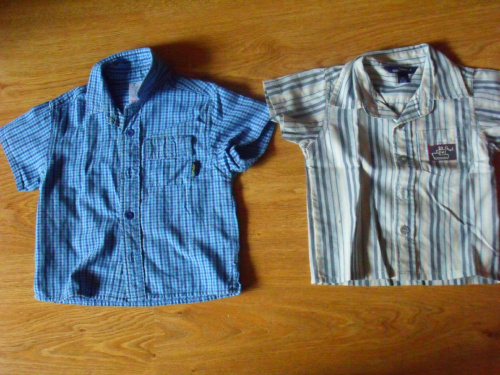 koszule niebieska 9-12m, paski 9-12 m po 3 zł